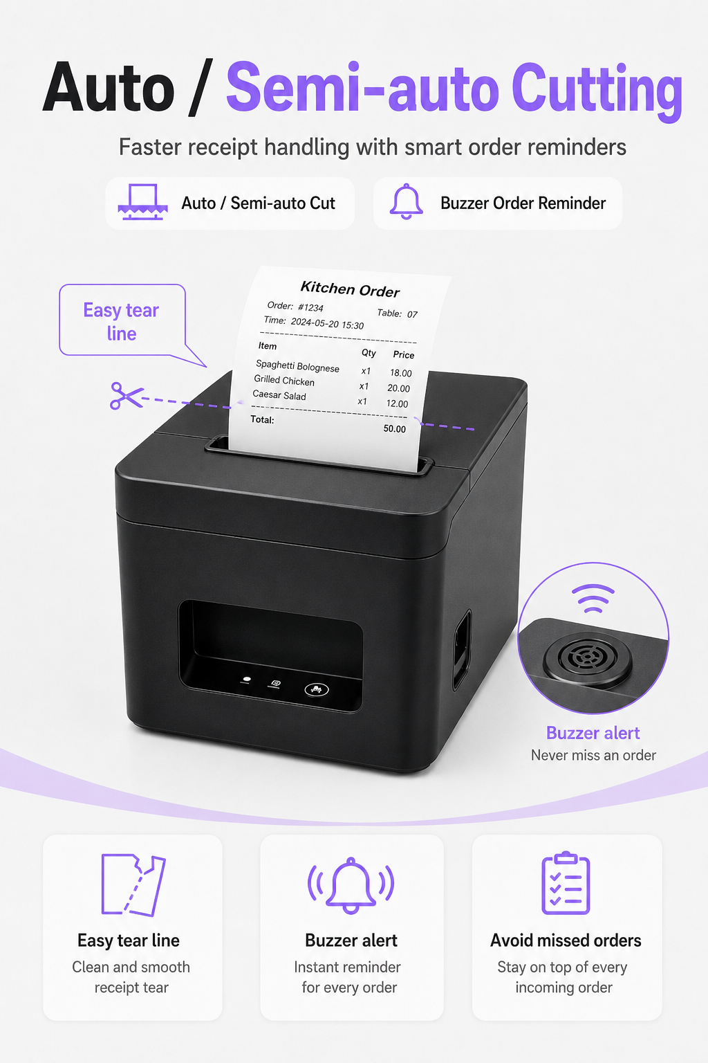 JL-320 thermal receipt printer built-in cutter and order reminder
