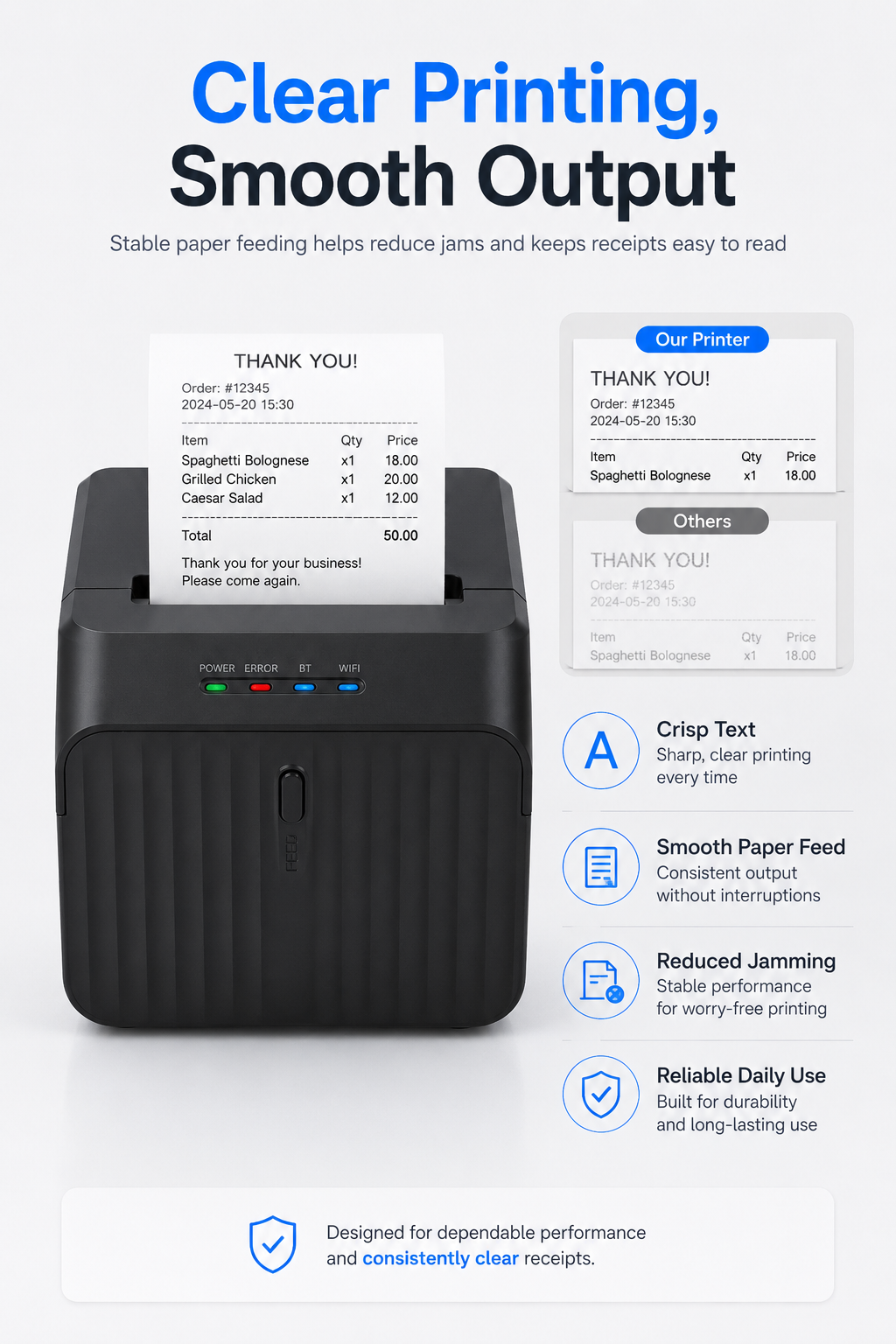 JSL-5010 receipt printer POS and delivery software compatibility