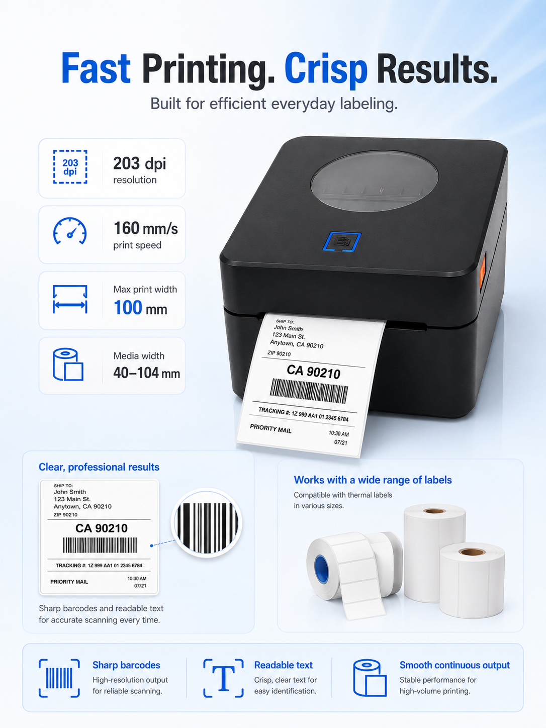 JSL130 203 dpi 160 mm per second thermal label printer