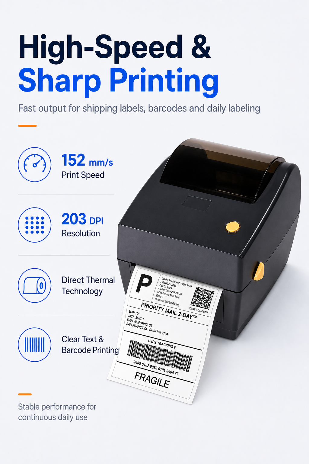 JSL150 high speed 152 mm per second thermal label printer