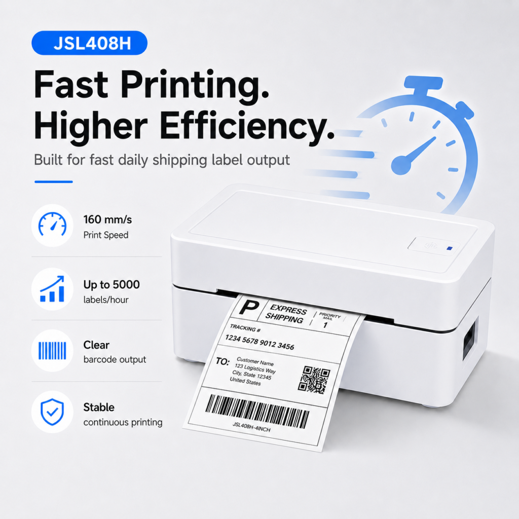 JSL408H label printer designed for fast daily shipping label printing