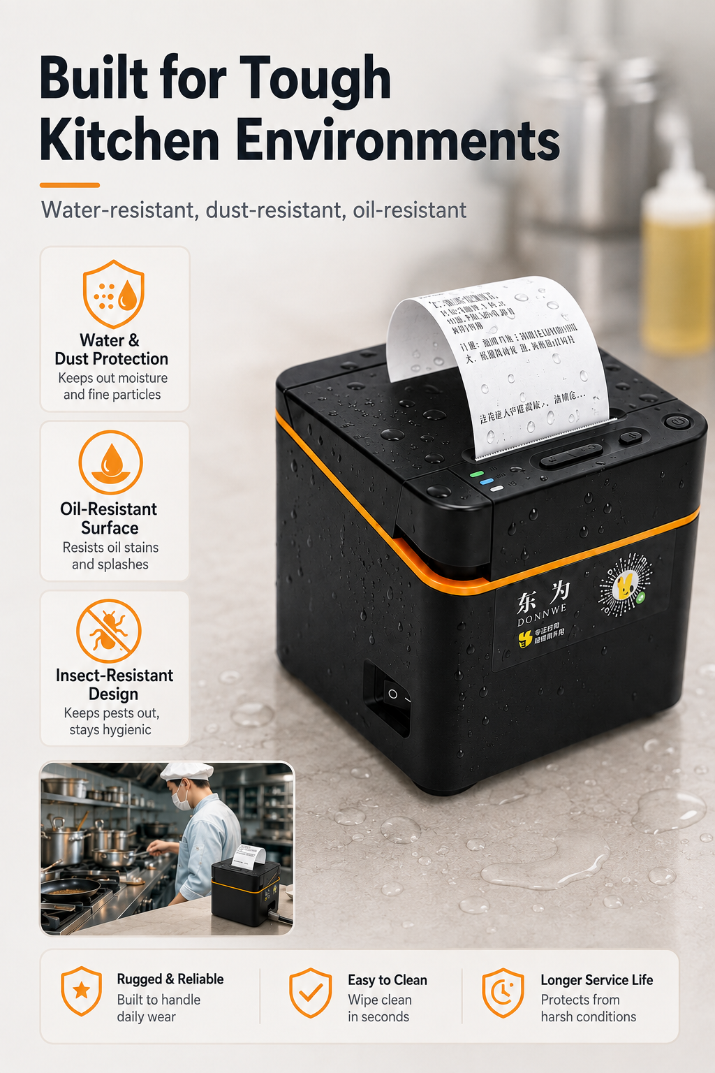 JL-310 thermal receipt printer for restaurant and kitchen environments